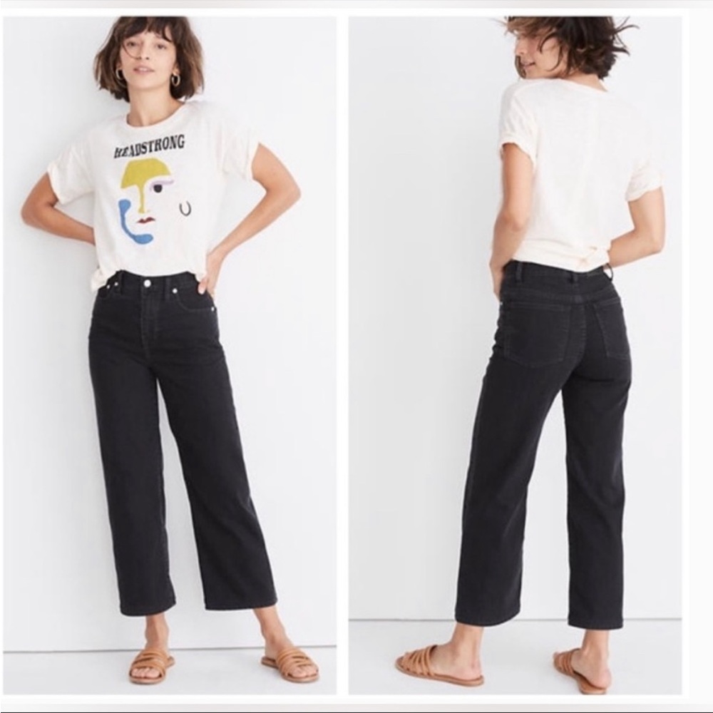 Madewell Slim Wide Leg Crop Black Jean Size 30